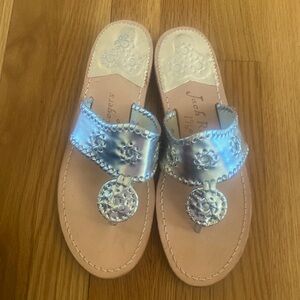 Jack Rogers silver metallic leather sandals size 9M